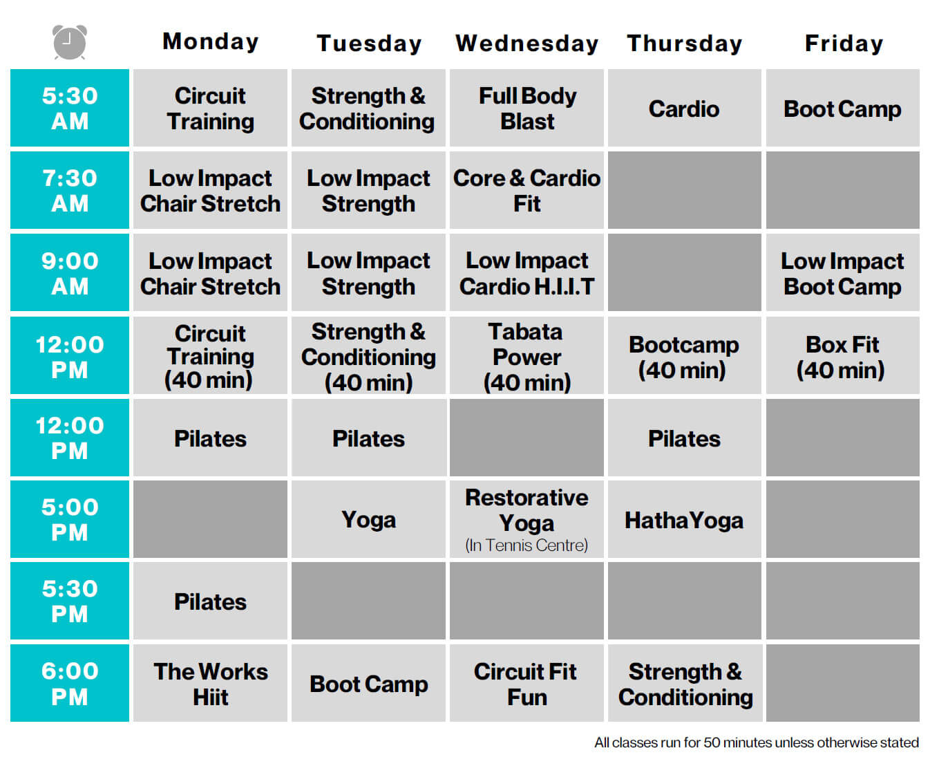 UniSQ gym timetable